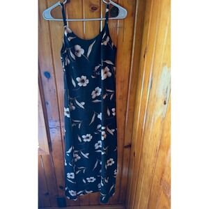 Vintage Floral Dress Black‎ Sleeveless Spaghetti Strap Summer Casual Fashion bug